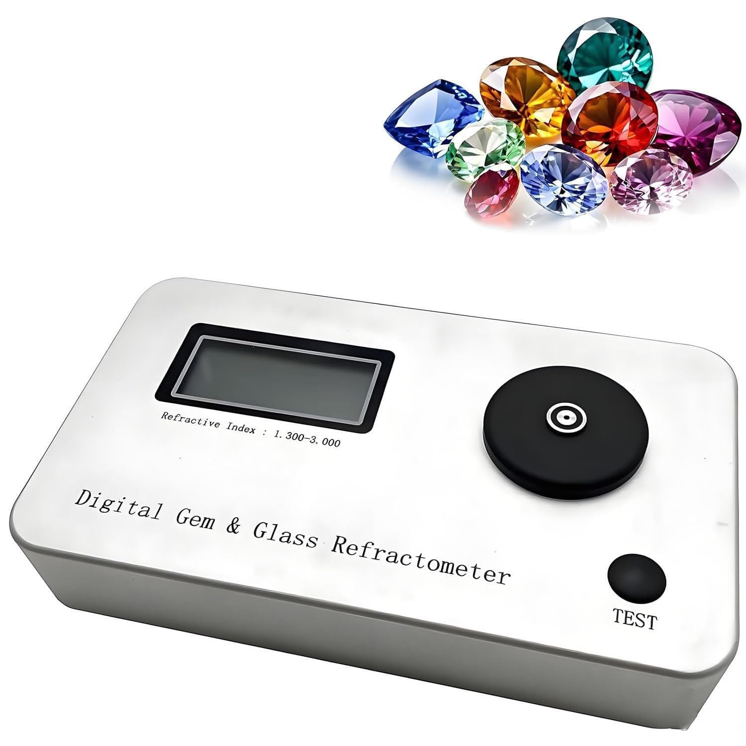 Rifrattometro digitale professionale 1.300-3.000 RI 0,001 precisione per gemme, gioielli, giada, cristallo, tester portatile con display LCD, batteria 700mAh per 10000 test