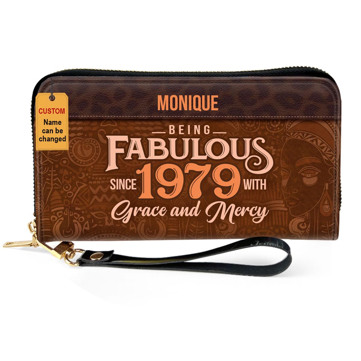 Sistabag Personalized Leather Wallet For Women - Being Fabulous - African Pride Woman Clutch Purse - Gifts For Black Women African Queen - African