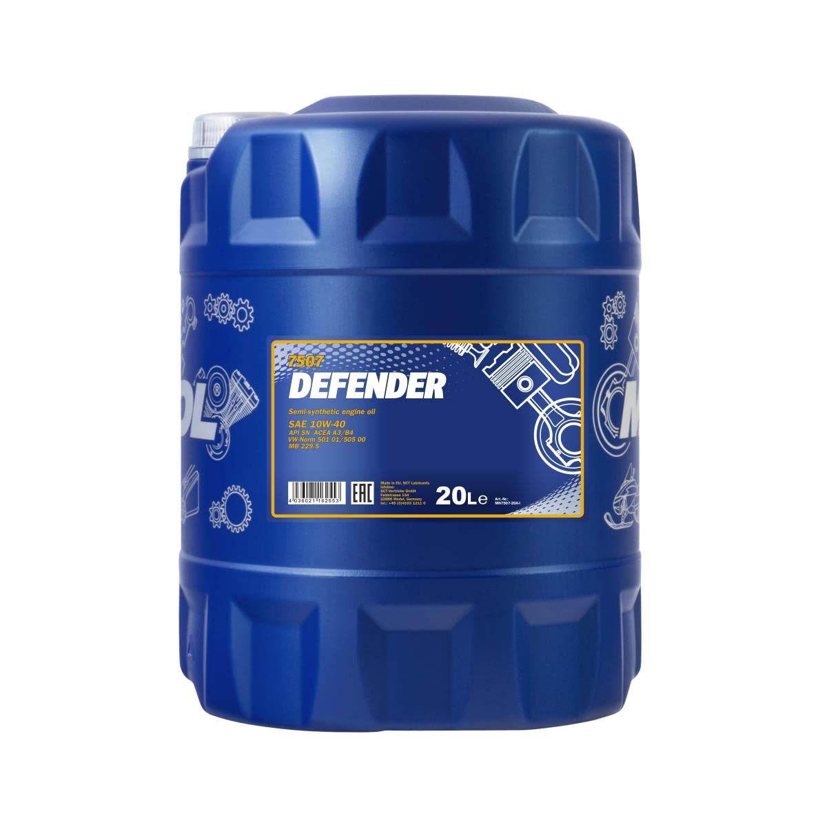 Mannol Defender 10W-40 - Aceite para motor (20 L, 4 unidades, aditivo)