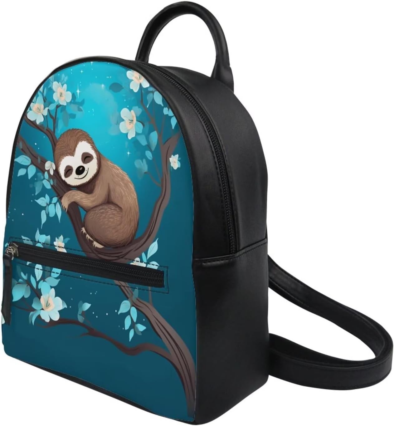 Showudesigns Flower Sloth Backpack Purse for Women Teens Girls Mini Backpacks Small Back Pack Water-Resistant Shoulder Bag for School Travel Min Cute Daypack Blue - Image 2