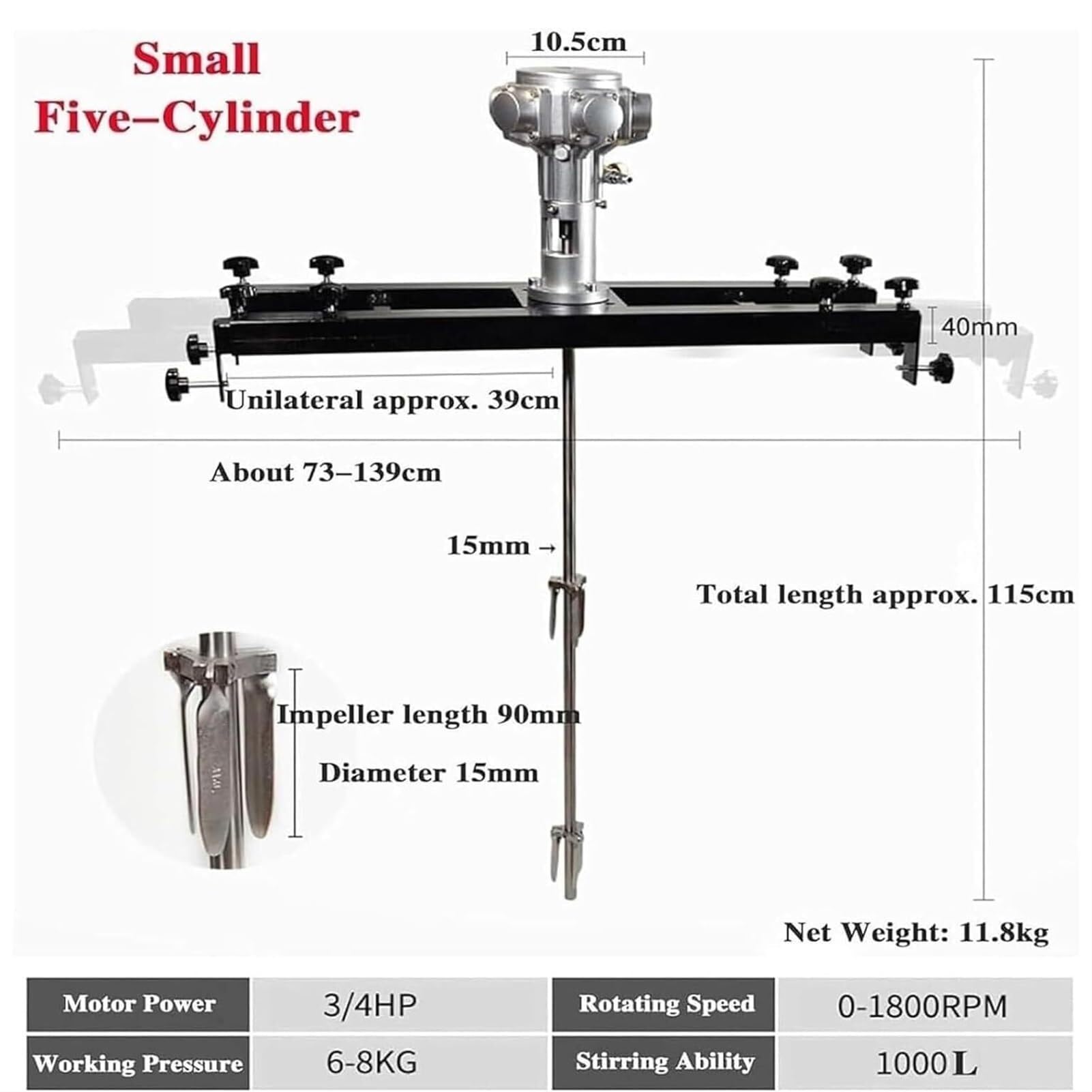 Mélangeur pneumatique pour cuve, Machine à mélanger la Peinture avec Support de Suspension, hélice Repliable, agitateur de revêtement pour Le mélange d'hydrosols de Colorant,