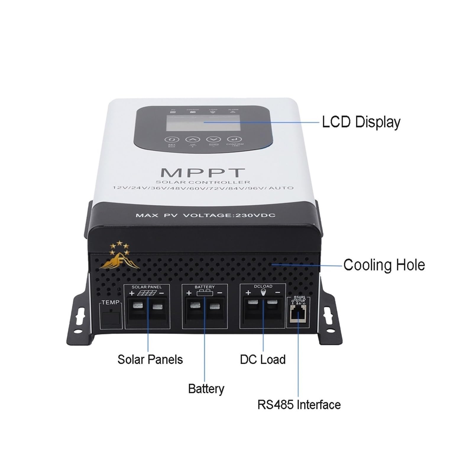 controlador de carga solar, Controlador de carga Solar MPPT 30A 40A 50A 60A 80A 100A 120A 230V regulador for Panel PV baterías litio LiFePO4 LCD(No WIFI,40A)