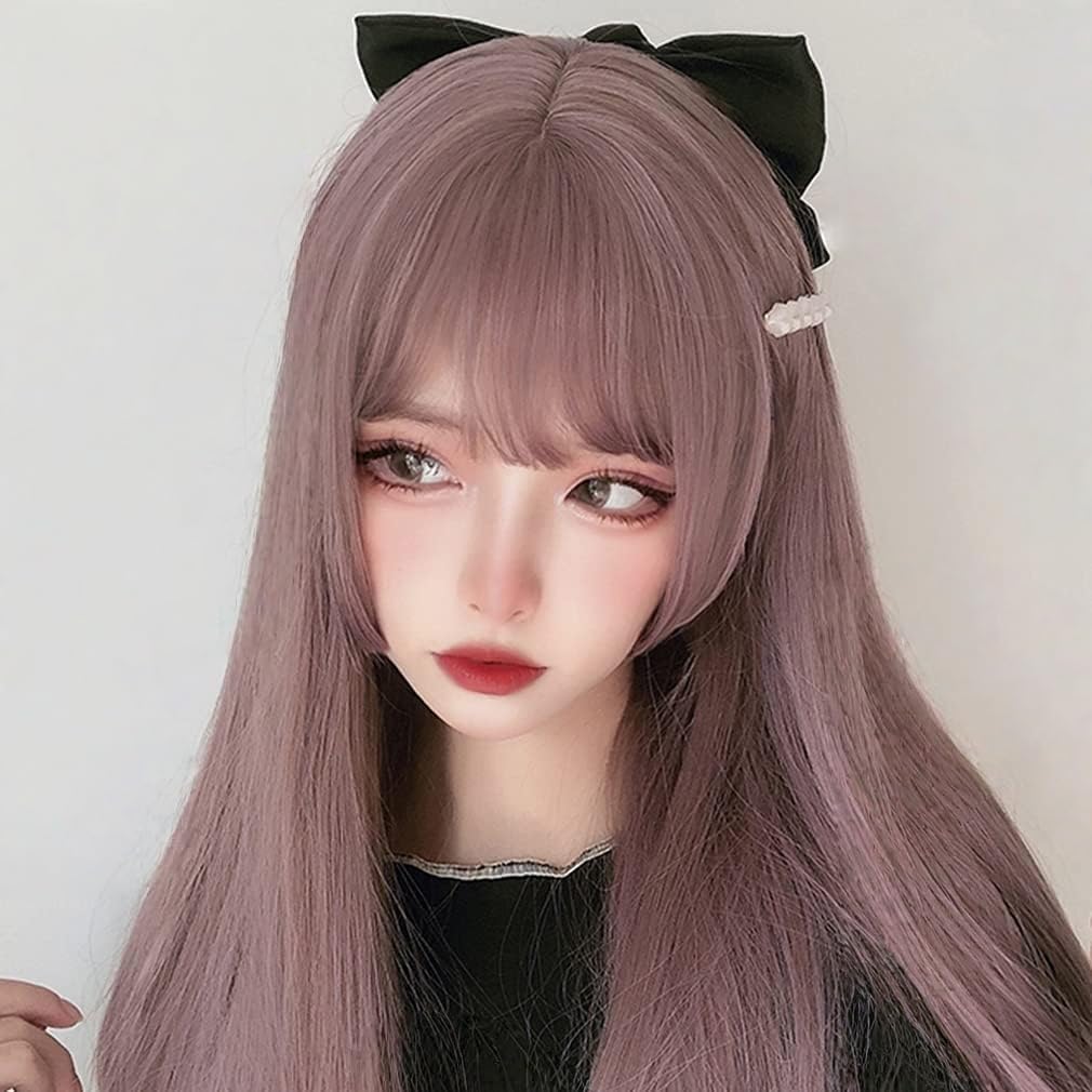 Amazon.co.jp: 姫カット グレーピンク髪 ゴスロリ コスプレウィッグ