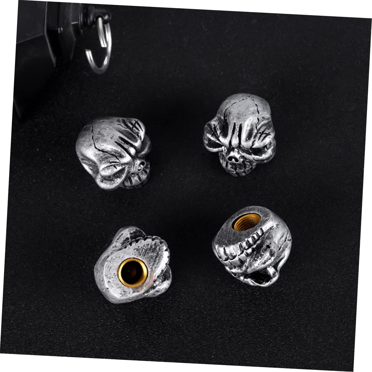SOLUSTRE 3sätze Skull Ventilkappen Für Motorräder Und Fahrräder Aus Langlebigem Resin Kreative Schädel-Design Und Installieren Für Bike-zubehör Silber