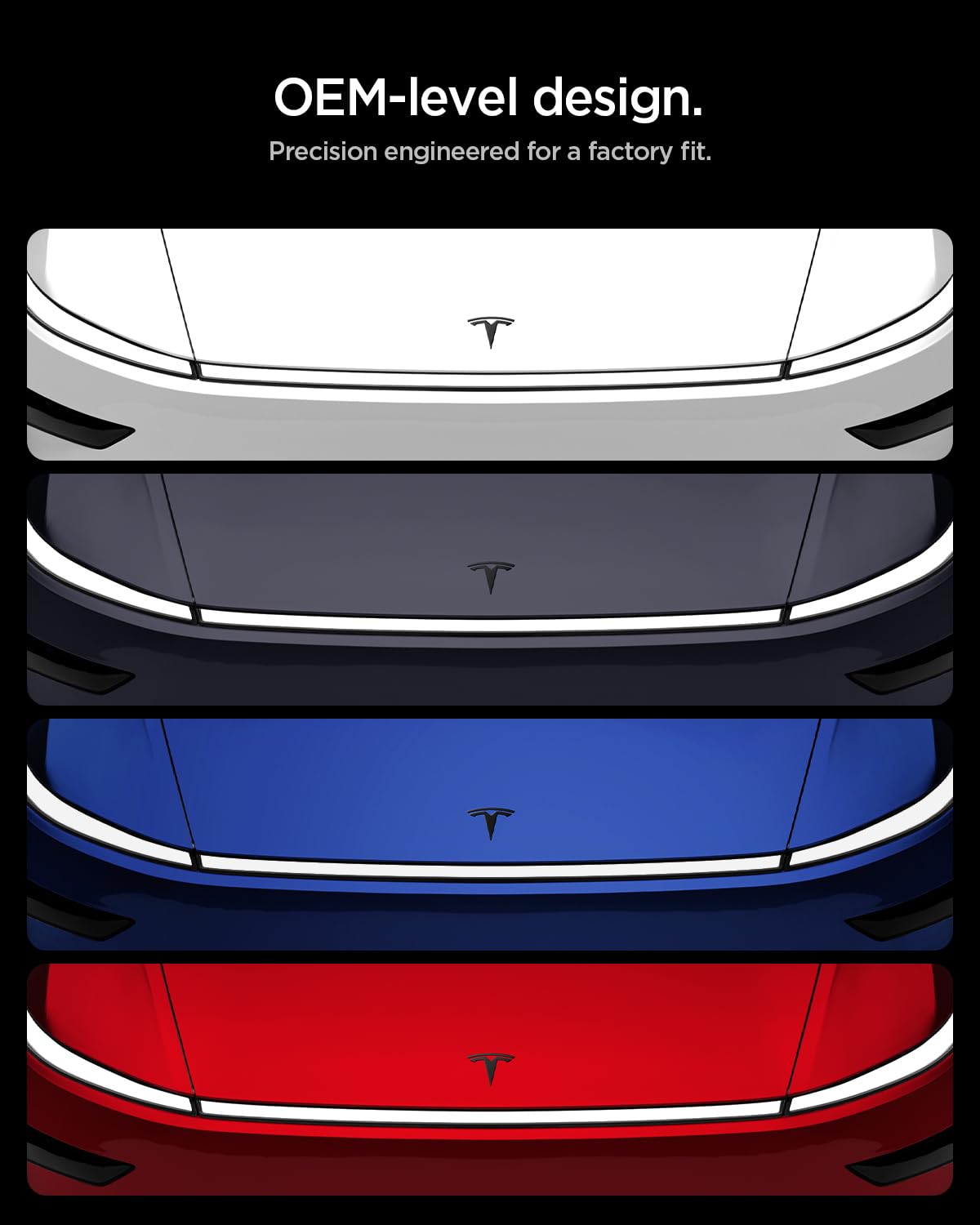 Spigen Tesla Model Y Juniper 2025 2026 Emblema Logo Anteriore, Badge Premium, Materiale in PC Resistente ai Graffi, Progettato per Accessori Tesla Model Y Juniper – Nero