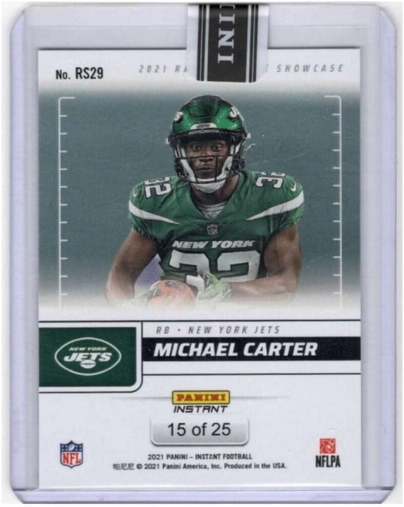 MICHAEL CARTER RC SP 2021 Panini Instant Rated ROOKIE Showcase Blue /25#29 Jets NFL Football