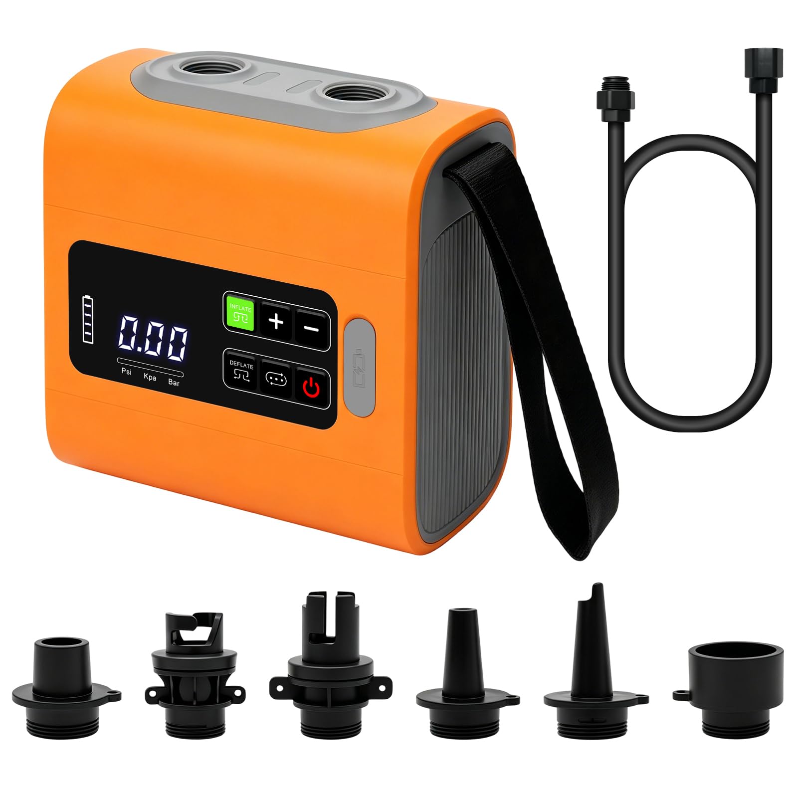 Bomba de Aire Eléctrica 22 PSI, Inflado/Desinflado | Inflador Paddle Surf Electrico, Auto-Off, 6 Boquillas para Tablas de Paddle, Barcos, Colchón