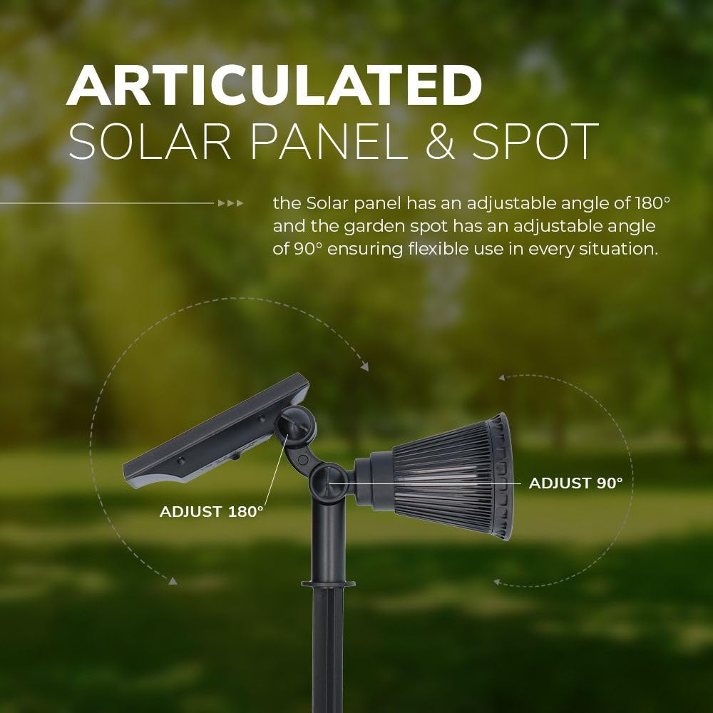 HOFTRONIC - Solar Gartenstrahler Bend IP65 Wasserdicht 6000K Gartenleuchte LED Solarlampen für Außen Solarleuchte 4 Stücke Erdspieß Wegeleuchte mit Wintersolar Solarpanel Kaltweiß Garten Solarstrahler