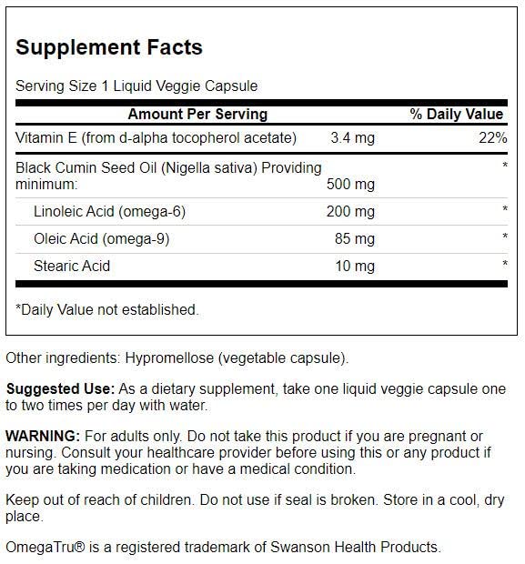 Black Cumin Seed Oil 500 mg
