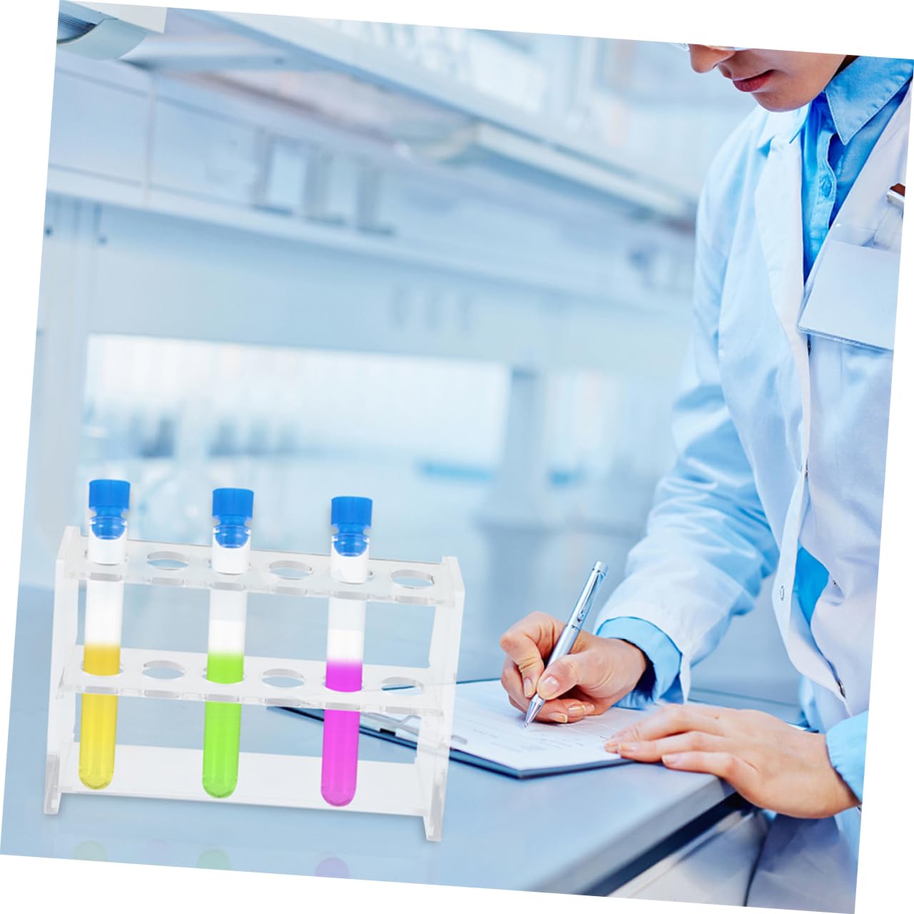 SOLUSTRE 6piezas Gradilla Transparente Para Tubos De Ensayo Organizador De Laboratorio Huecos Para Uso Académico y Científico