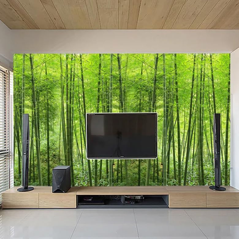 Papier peint forêt de bambou 3D pour agrandir un salon sombre