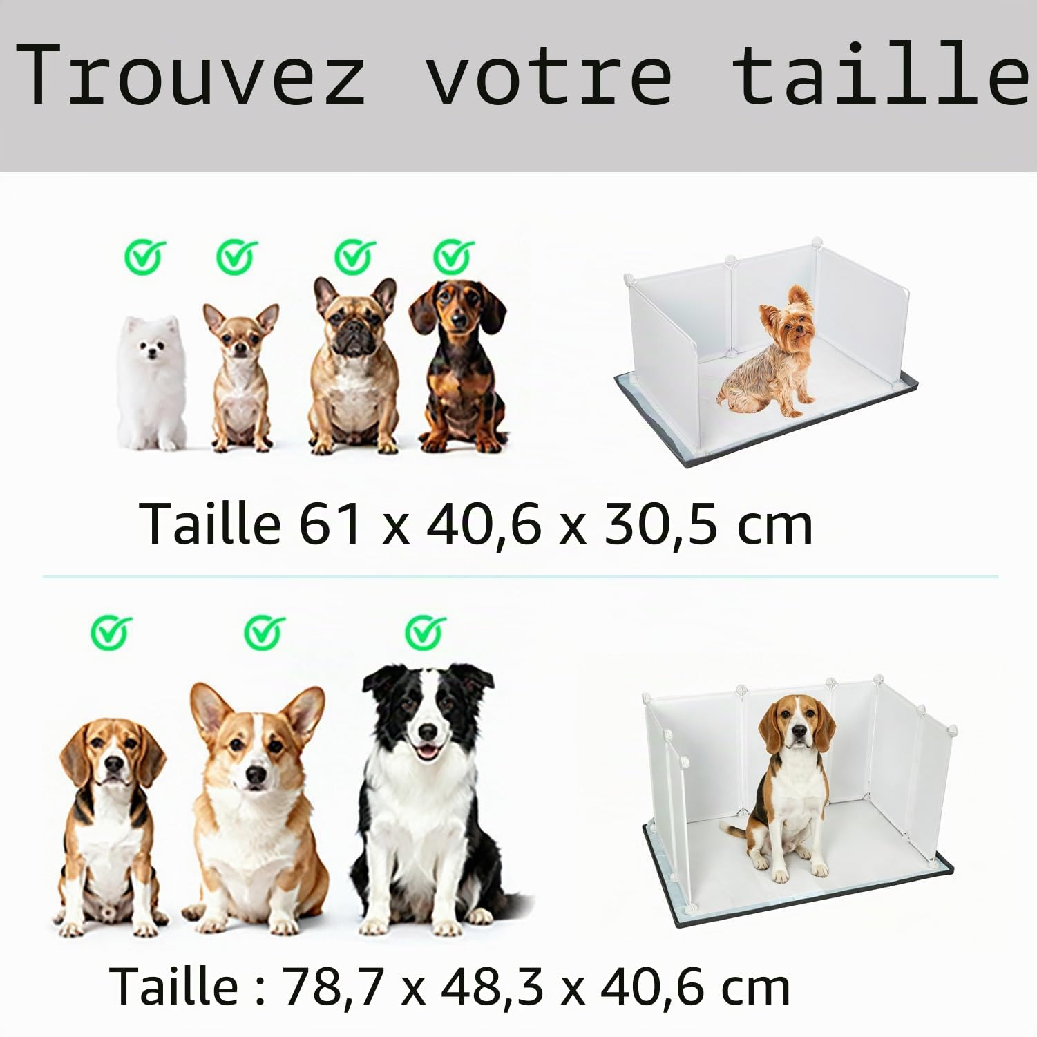 Bac à litière d’intérieur pour chien avec parois hautes, pour chien de petite à moyenne taille, silicone anti-déversements, fonctionne avec la plupart des tapis d'entraînement, facile à nettoyer