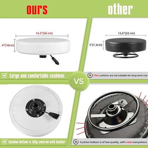 Miniatura 2 de Taburete rodante con ruedas Taburetes hidráulicos giratorios ajustables resistentes para tienda Guitarra Lab Tatuaje Banco de trabajo médico (blanco)