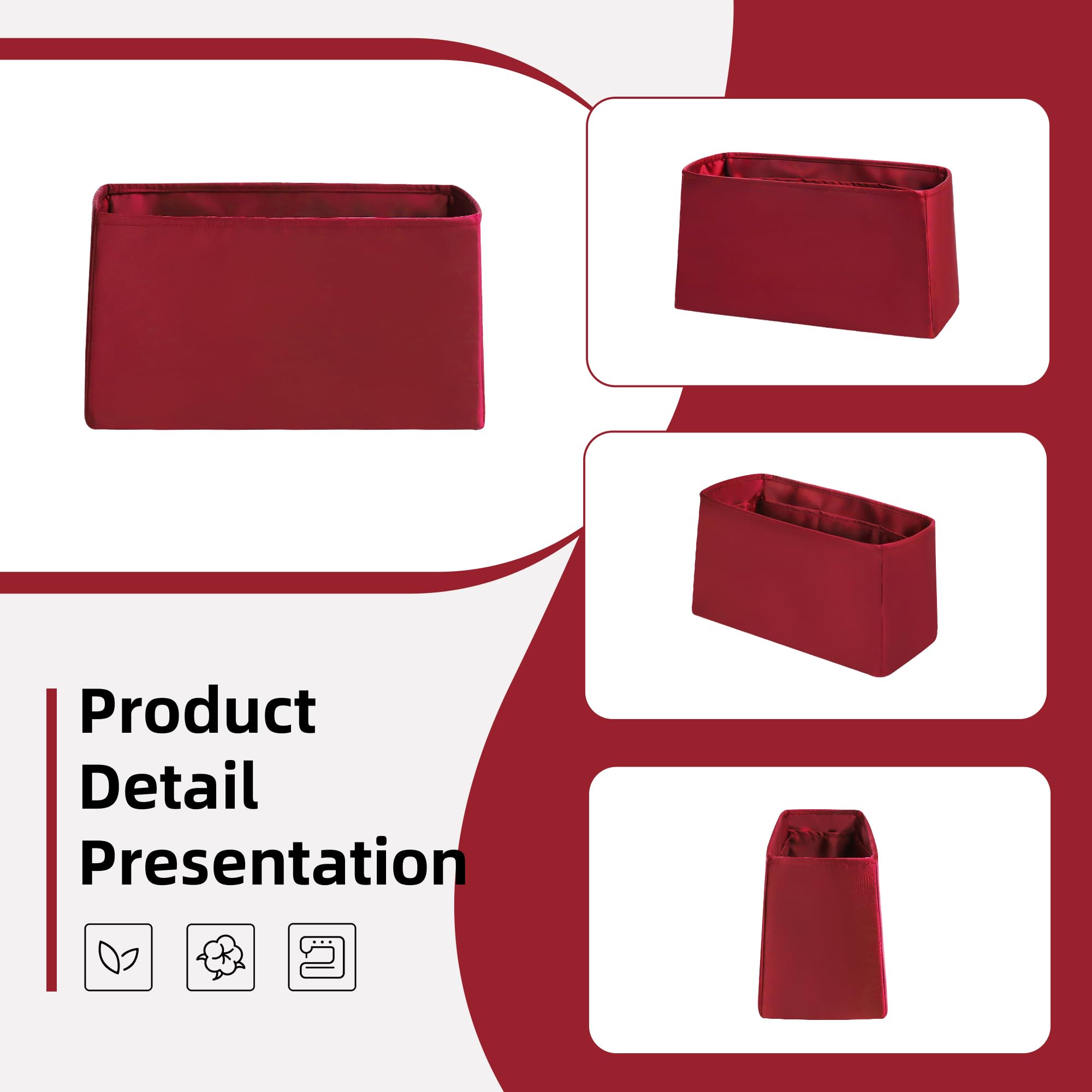 DGAZ Satin Handtaschen Organizer für Graceful PM, Tascheneinsatz, Weinrot