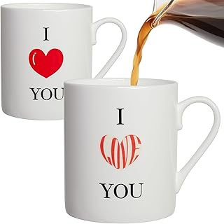 Coffee Mug Birthday Gift for Women, Novelty Color Changing Ceramic Tea Cup for Men, Funny I Love You Heart Valentines Day Gifts for Her, Him, Boyfriend, Girlfriend, Wife, Husband. 12 oz.