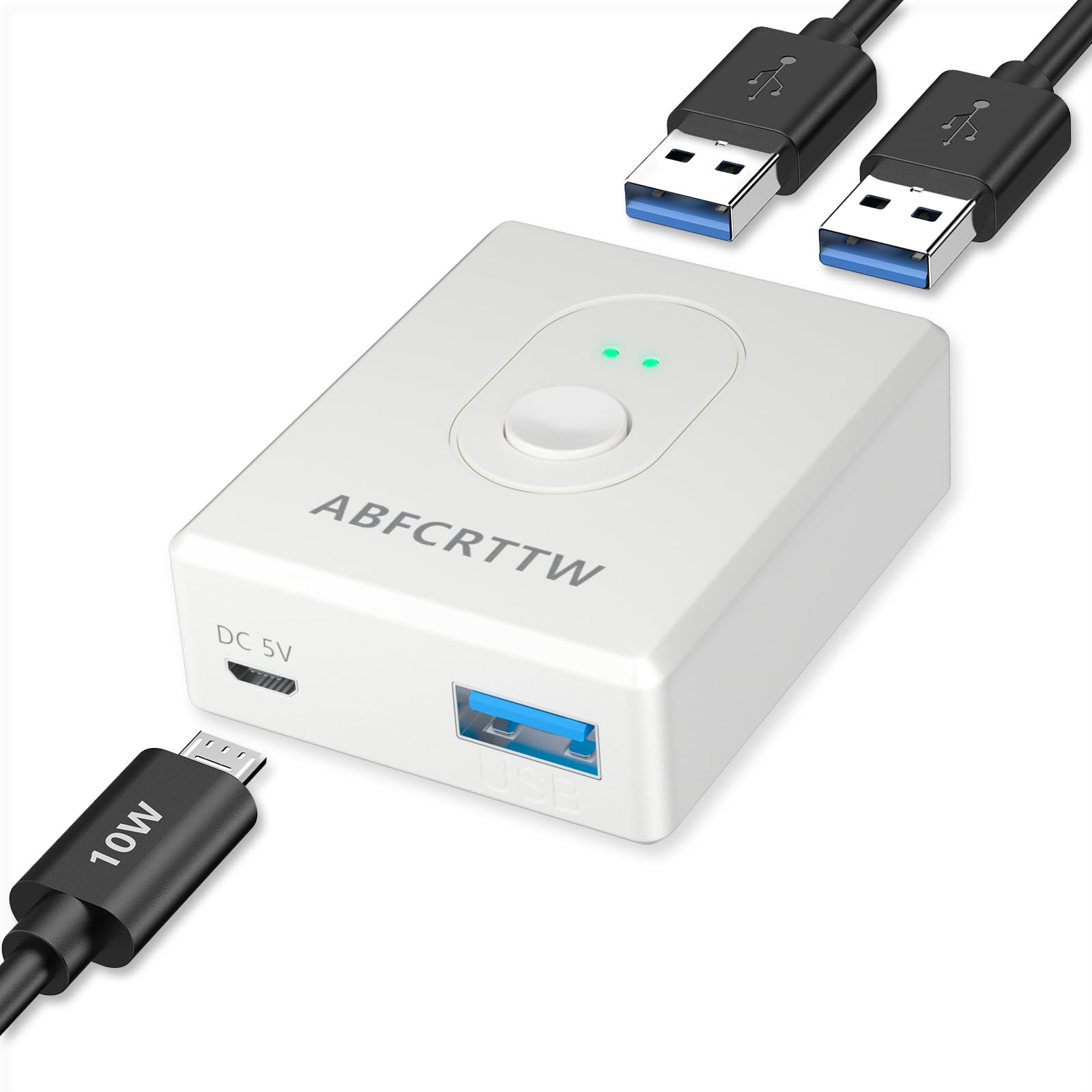 Commutateur USB 3.0 2 En 1 / 1 En 2 - Partage Clavier, Souris, Hub USB Entre 2 PC, Avec Port D'alimentation 5W, Câbles Inclus