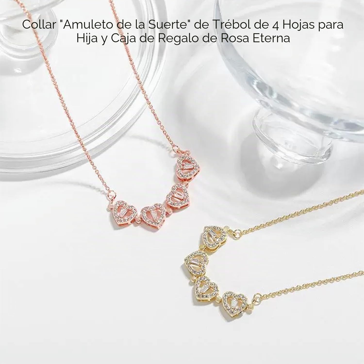 Collar con dije de trébol de 4 hojas para hija y caja de regalo Forever and Rose, collar ziella para mi hija, trébol de cuatro hojas, collar de plata de ley S925 para mujer, cumpleaños, Navidad