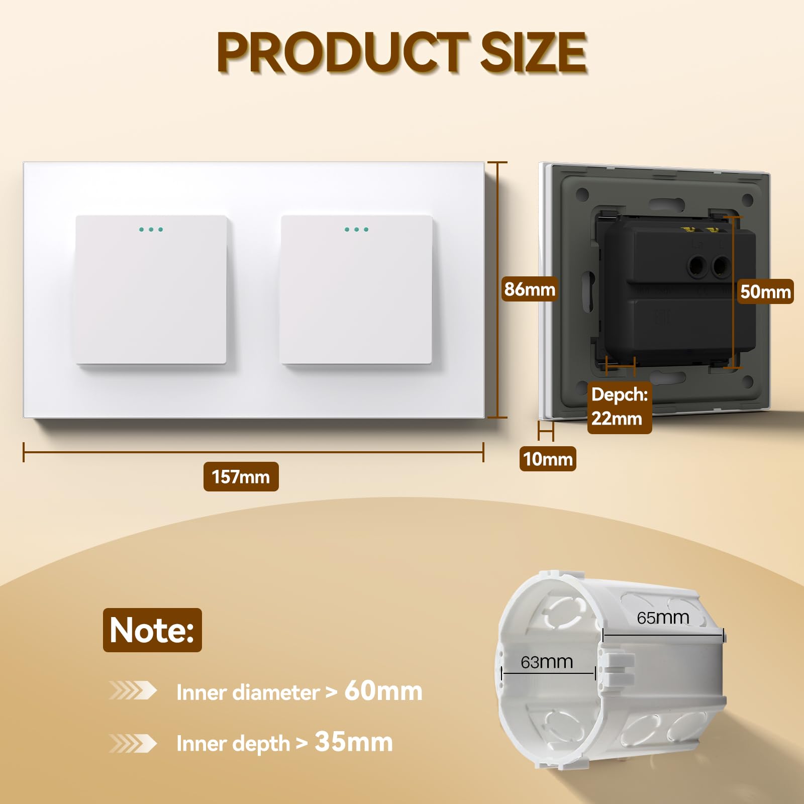 Interrupteur WiFi Tactile Simple Avec Cadre Verre Modern Blanc