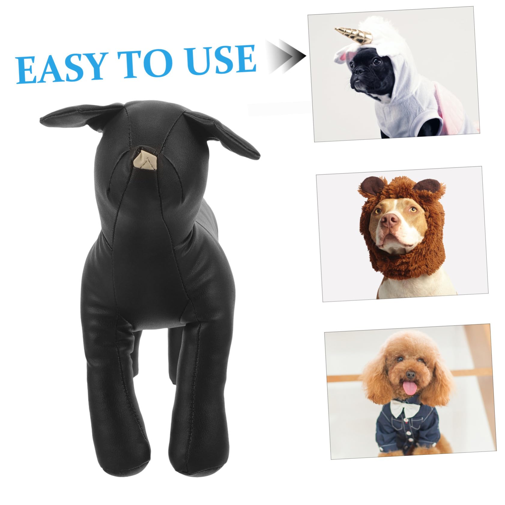 Mannequin Canin en Cuir PU Noir, Modèle pour Vêtements pour Chiens, Facile à Nettoyer, Design Classique, pour Magasins pour Animaux