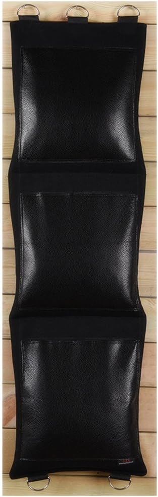 Black Canvas Punching Wallbag for Wing Chun One-Inch Fist Practice Option (Leather, 3-Section) BCPU003