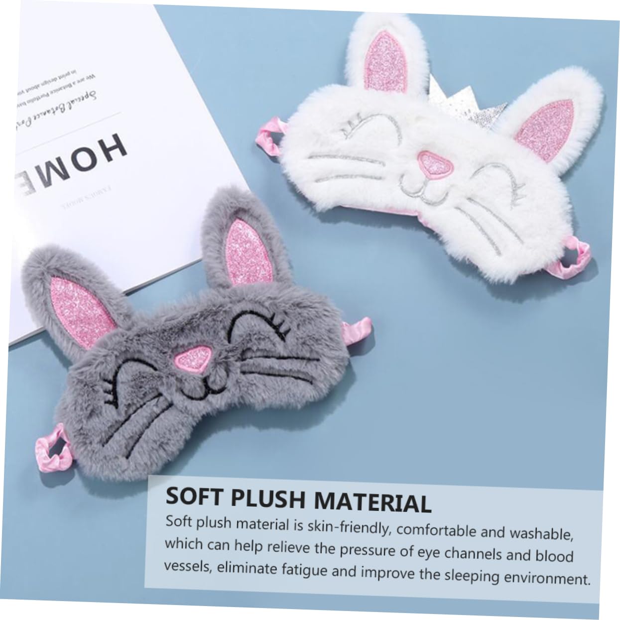 Maschera Per Dormire In Peluche A Forma Di Coniglio - Morbida Benda Per Occhi Per Bambini E Donne, Regalo Simpatico - 2