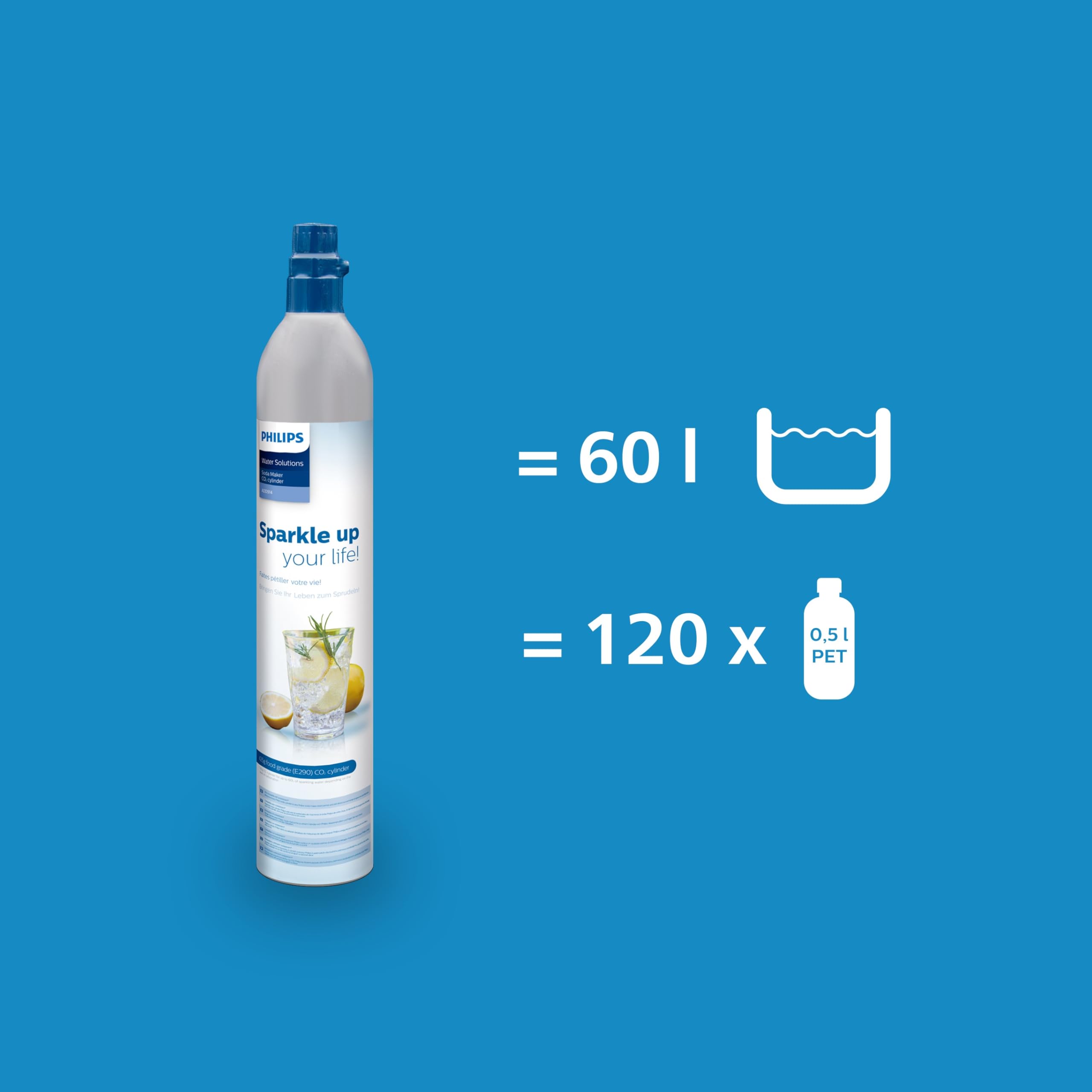 Philips Water ADD4902BK / 10 GoZero Máquina de agua con gas, plástico, 1 litro, negro