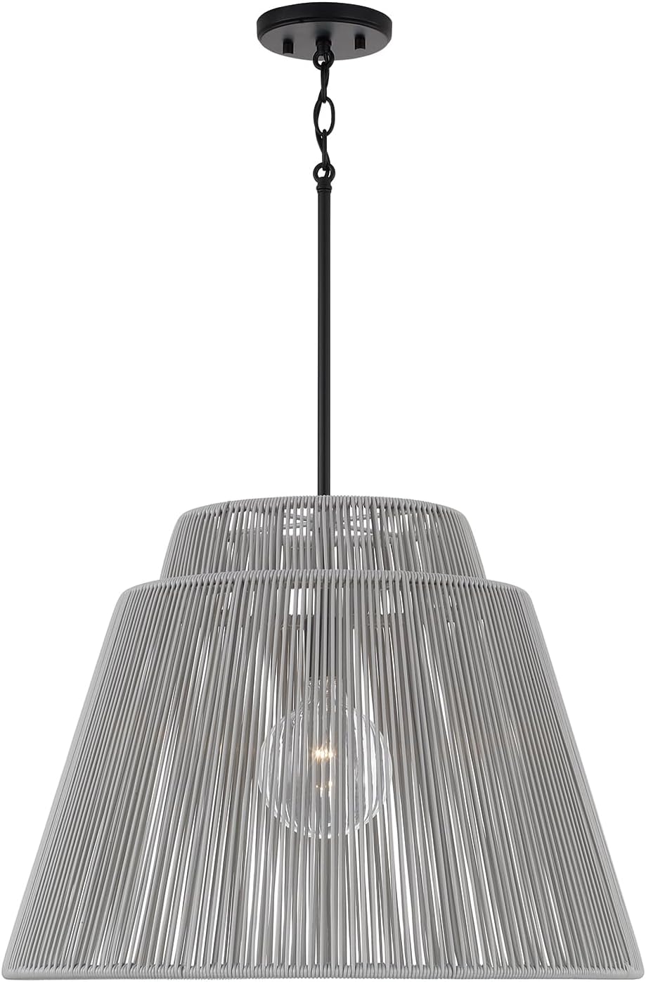 Capital Lighting 956311UK Jasper Indoor/Outdoor Hand-Wrapped Resin Pendant, 1-Light 100 Watt, 17" H x 23" W, Umber and Black
