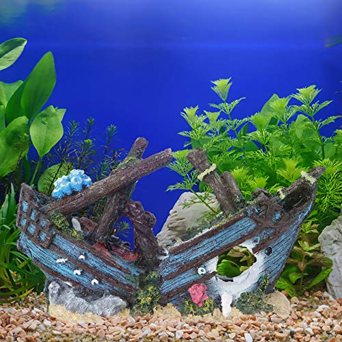 VILLCASE Naufrágio Fish Tank Ornamento Do Aquário da Resina Ornamento Aquático Cavernas Esconder Hut