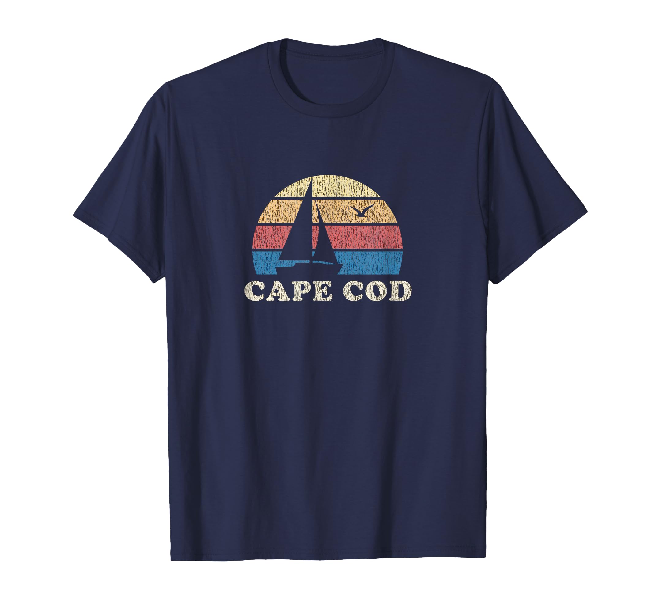 Cape Cod MA T-Shirt Vintage Sailboat 70s Throwback Sunset T-Shirt