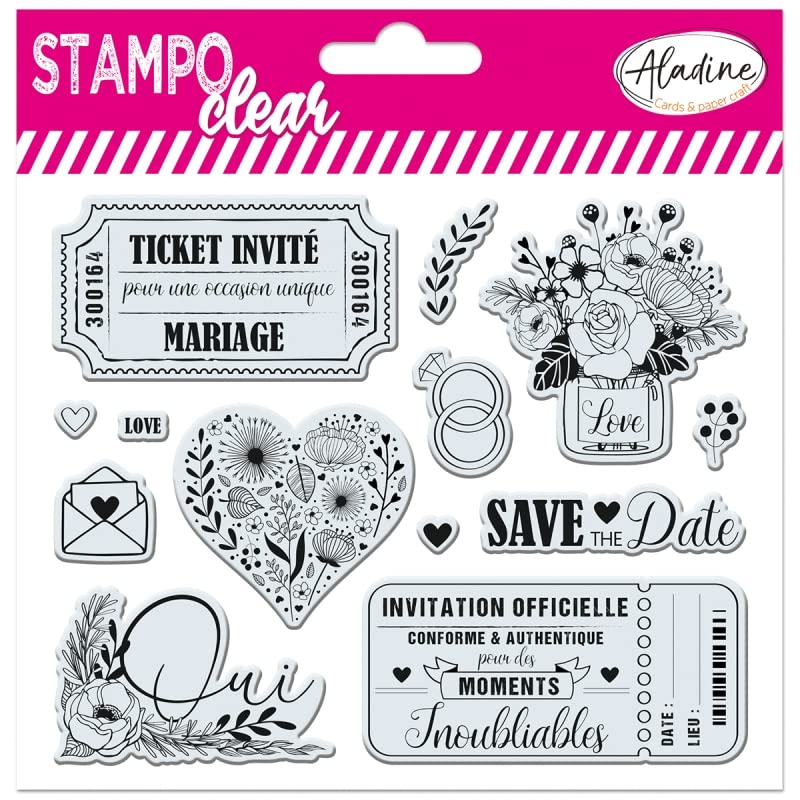 Aladine - Wedding Stamps - Clear Stamps - Invitation, Ticket - Stampo Clear - 04236, Wide