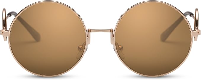 Cheapass Occhiali da Sole Rotondi Or Marron John-Lennon UV400 Premium  Qualità Vintage Signore Signori : Amazon.it: Abbigliamento