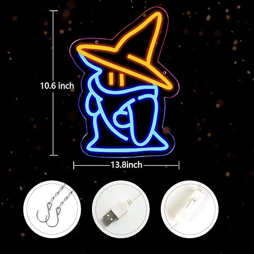 Miniatura 4 de Sombrero de mago con letrero de neón LDE, sombrero de bruja grande con luces de neón, sombras de mago de dinero, capa de fantasma, capa de vampiro,