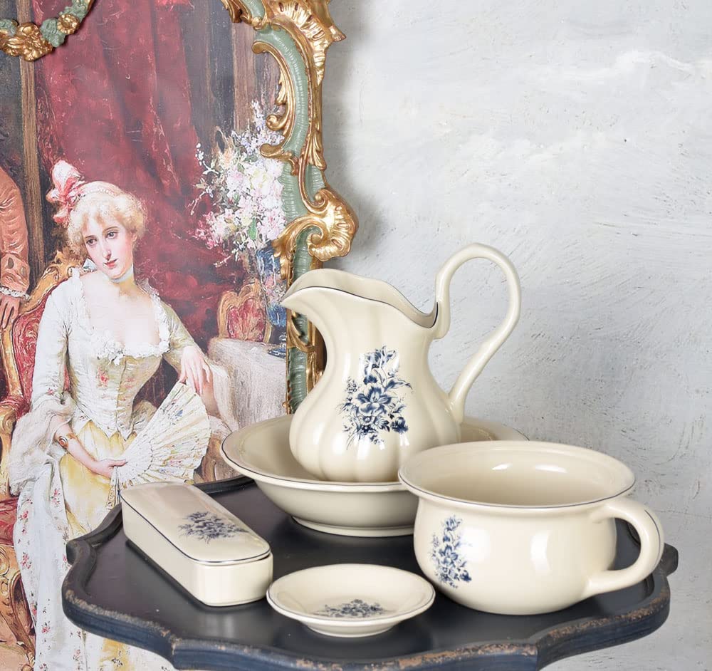 Juego para Lavarse con Soporte Antiguo Lavabo Lavamanos Palangana Jarra Antiguo Porcelana lup048 Palazzo Exclusivo