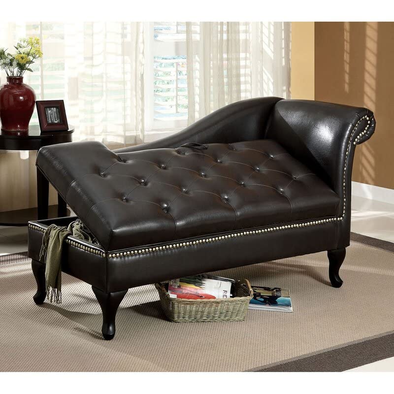 Image of Lazy Couch and Reclining Sofa /Recliner Chaise Longue /Fabric recliners /for Bedroom /Living Room /Office Reception Recliner Lounge Sofa and Armchair (Black Leatherette 1)