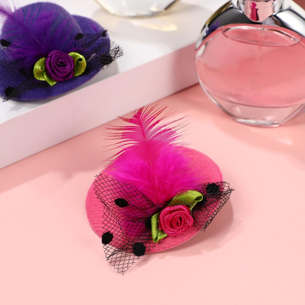 12PCS Tea Party Hats Clip, Fascinator Clip On Mini Hat With Flower For Kid Girl Women Tea Party Favors Christmas Costume Accessory - Image 7