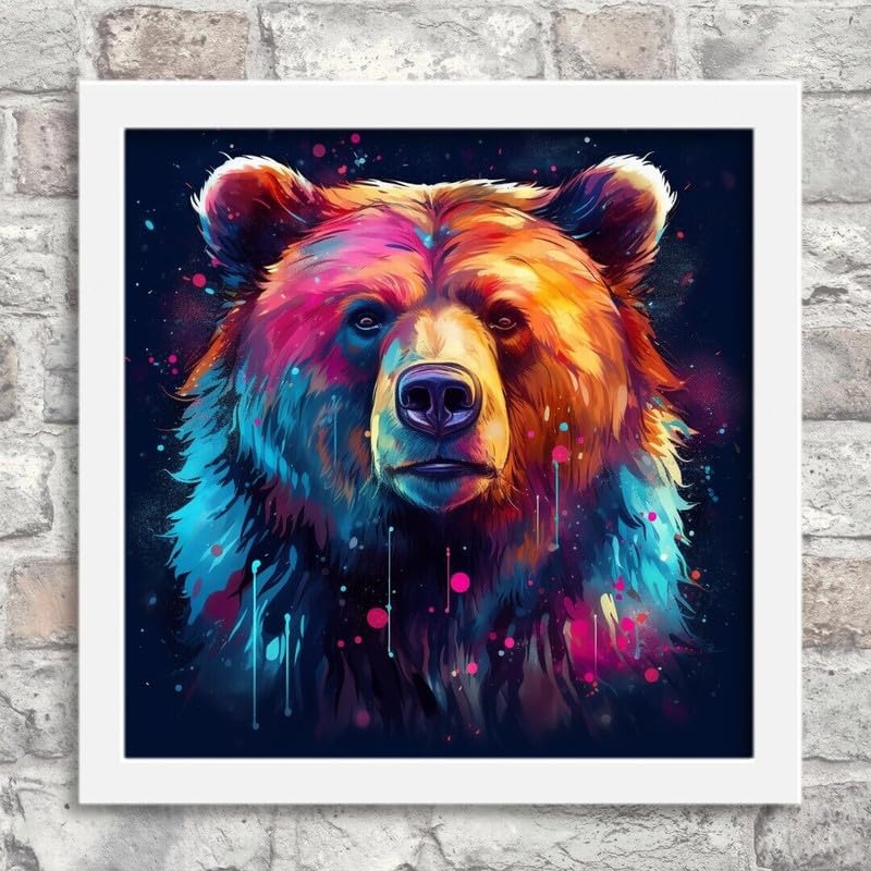 Rainbow Bear Wall Art encadré 27.5cm tableau animal coloré canvas