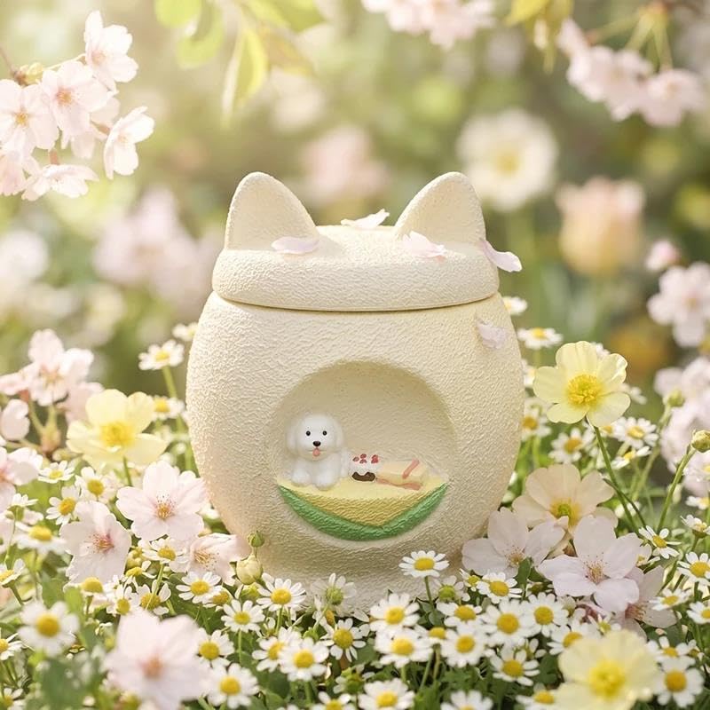 Resin Pet Cremation Urn Memorial Cat Dog Ashes Burial Keepsake Sealed Paw Print Waterproof Memento Pet Supplies,A