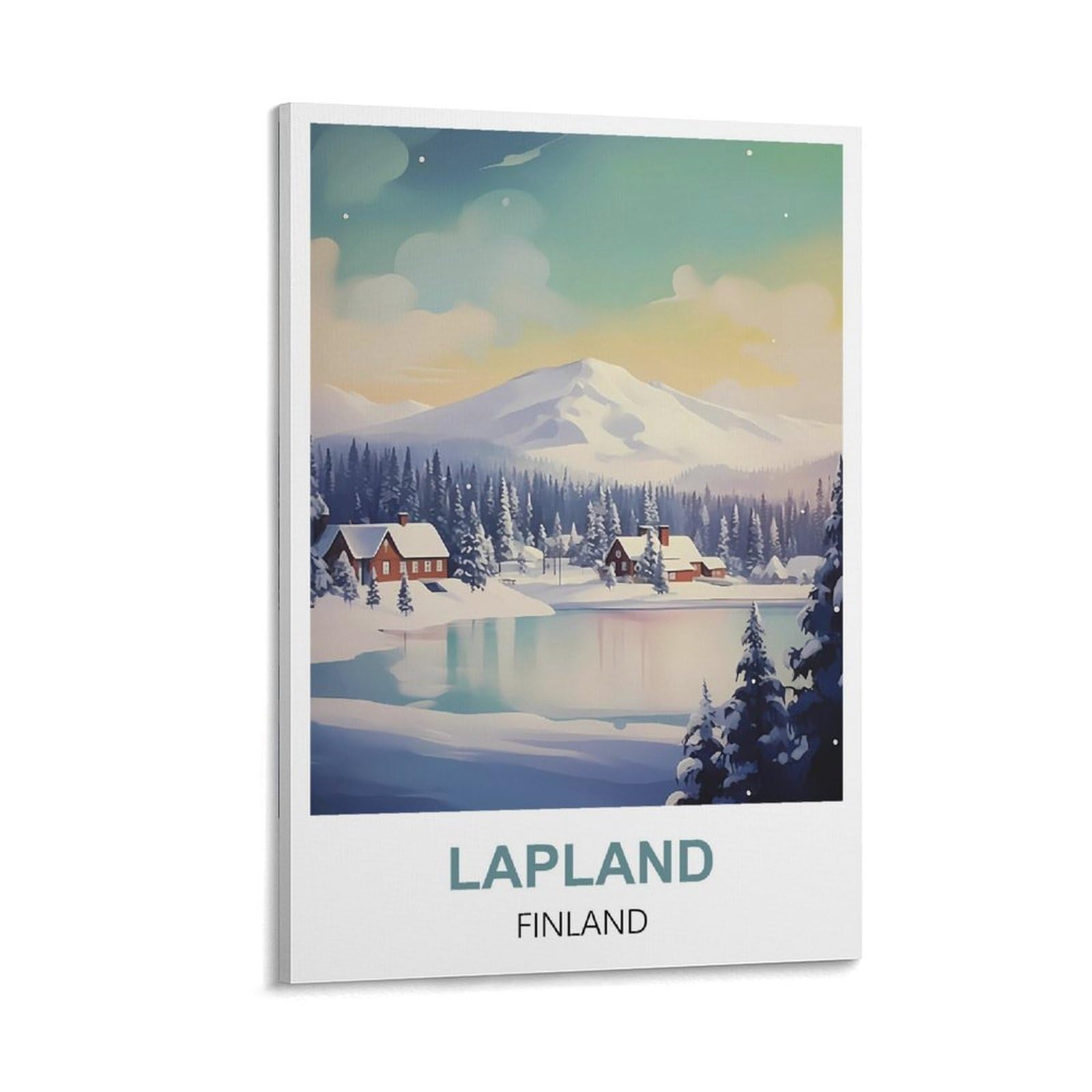 Hnrojico Frame-Style Lapland Finland Vintage Travel Posters 08X12inch(20X30cm) Canvas Wall Art Poster Prints