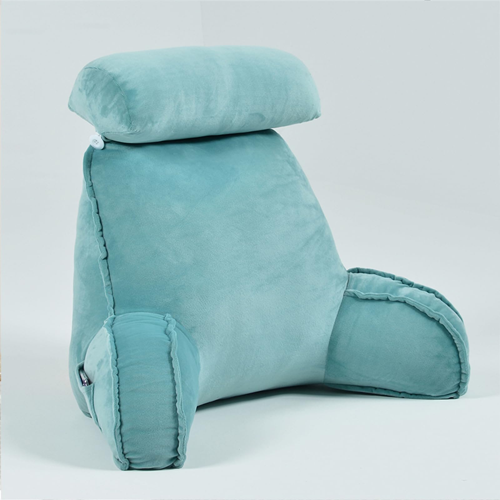 MANGGUO Almohada de Lectura,Cojín de Lectura,Cojín Apoyo de Espalda,Almohada de Lectura con Brazo,Ideal para Trabajar,Leer o Jugar en la Cama/Sofá/Suelo (Water Green)