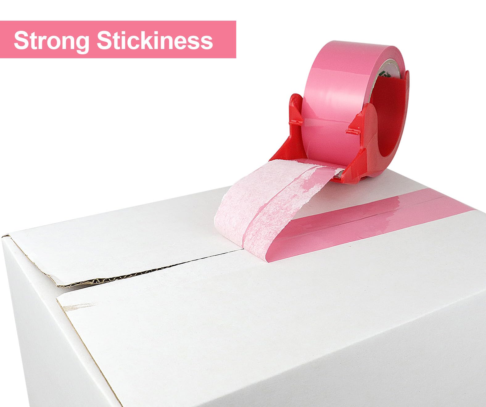 BOMEI PACK Nastro da imballaggio rosa con dispenser, 2,4 mm, 4,7 cm x 60 m, 12 rotoli di ricambio per scatole di colore rosa, nastro per imballaggio, spedizione, spedizione e stoccaggio
