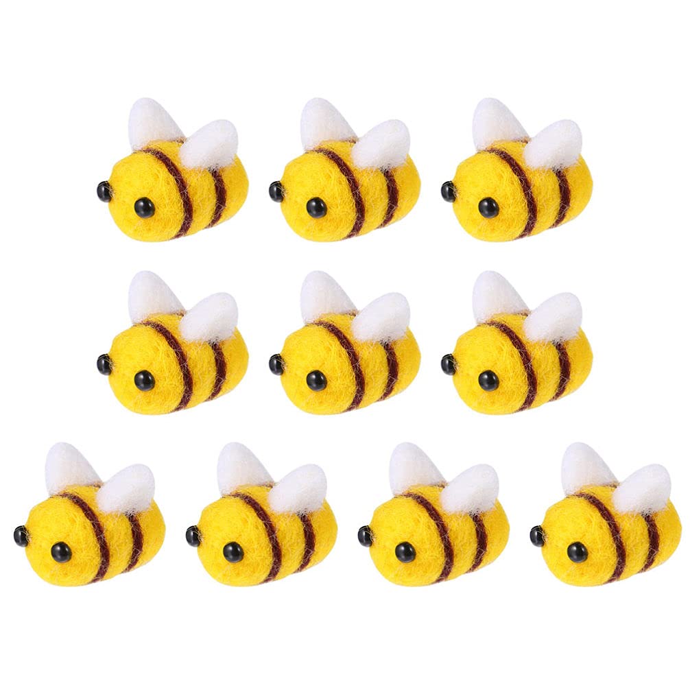 Wakauto 20pcs Wool Felt Bee Mini Honey Bee Pom Craft Ball for Christmas Clothing Tent Hat DIY Handmade Craft Decor
