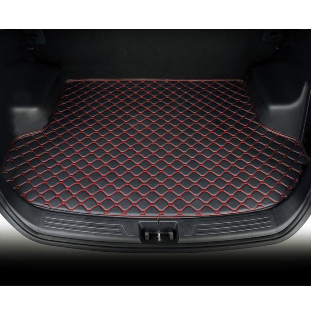 Car Rear Trunk Mat Liner for Mitsubishi Xpander 2nd Generation 2022 2023 2024 2025, All Weather Car Trunk Floor Mats Leather Cargo Liners Boot Liner Mats Accessories, Black with red Strands