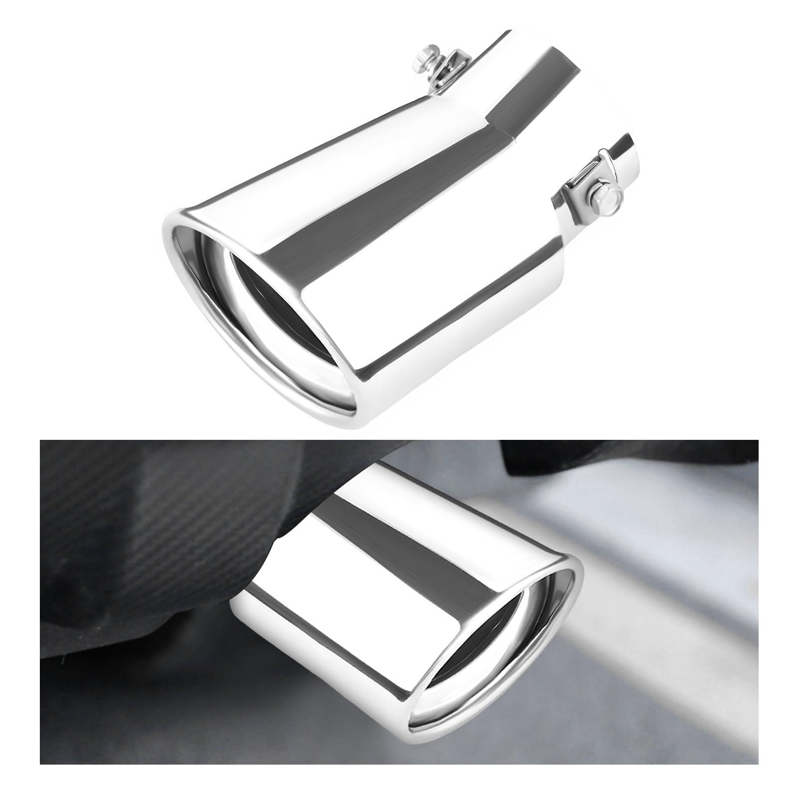 Gasedin Stainless Steel Car Exhaust Tip, 2.5" to 3.3" Straight Polished Automotive Replacement Exhaust Pipes, Adjustable Car Decoration Chrome-Plated