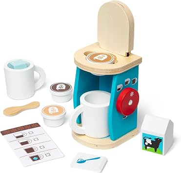 Melissa & Doug Machine à Café et Service à Boissons Chaudes en Bois (11 pièces)