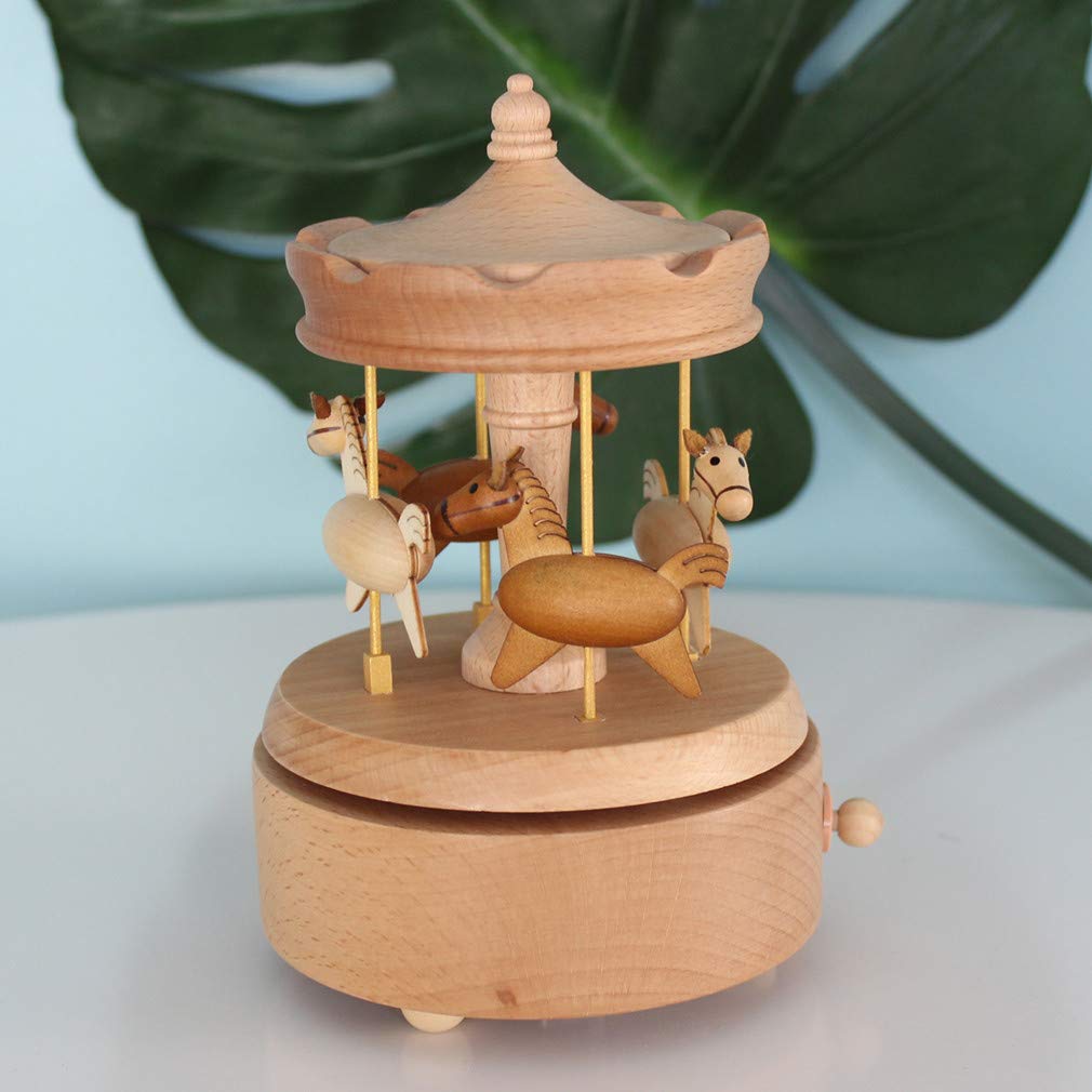 Escenarios Innovadores Caja de Música de Madera, Primo Creativo manivela de Madera artesanías Caja de música Mejor Regalo y Decoraciones Idea para Cumpleaños, Navidad - Merry-Go-Round