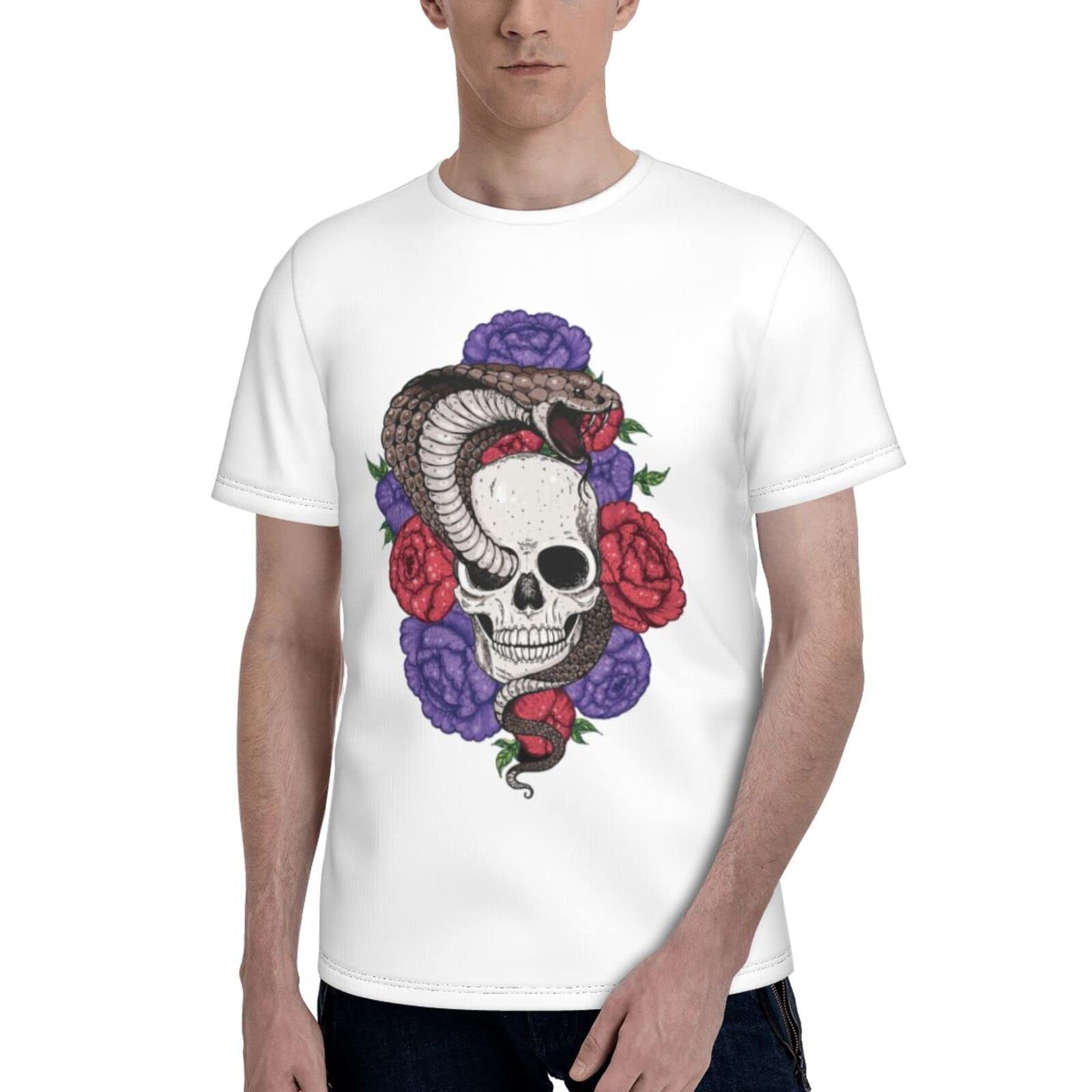 Amazon.co.jp: メンズ Tシャツ 半袖 スカル 髑髏 蛇 トップス 吸汗速乾 