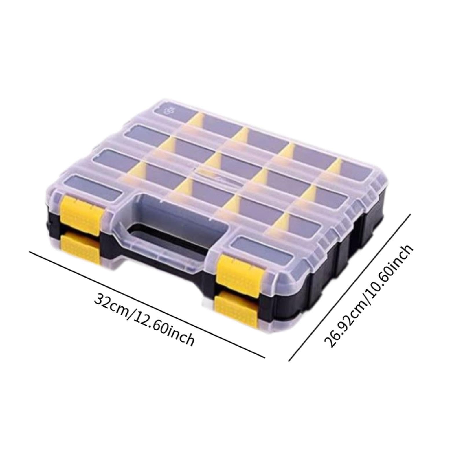 Caja Organizadora de Tornillos Doble Cara con Divisores Móviles Caja Portátil para Tornillos Tuercas Clavos Piezas Pequeñas Adecuada para Trabajo en T, Amarillo