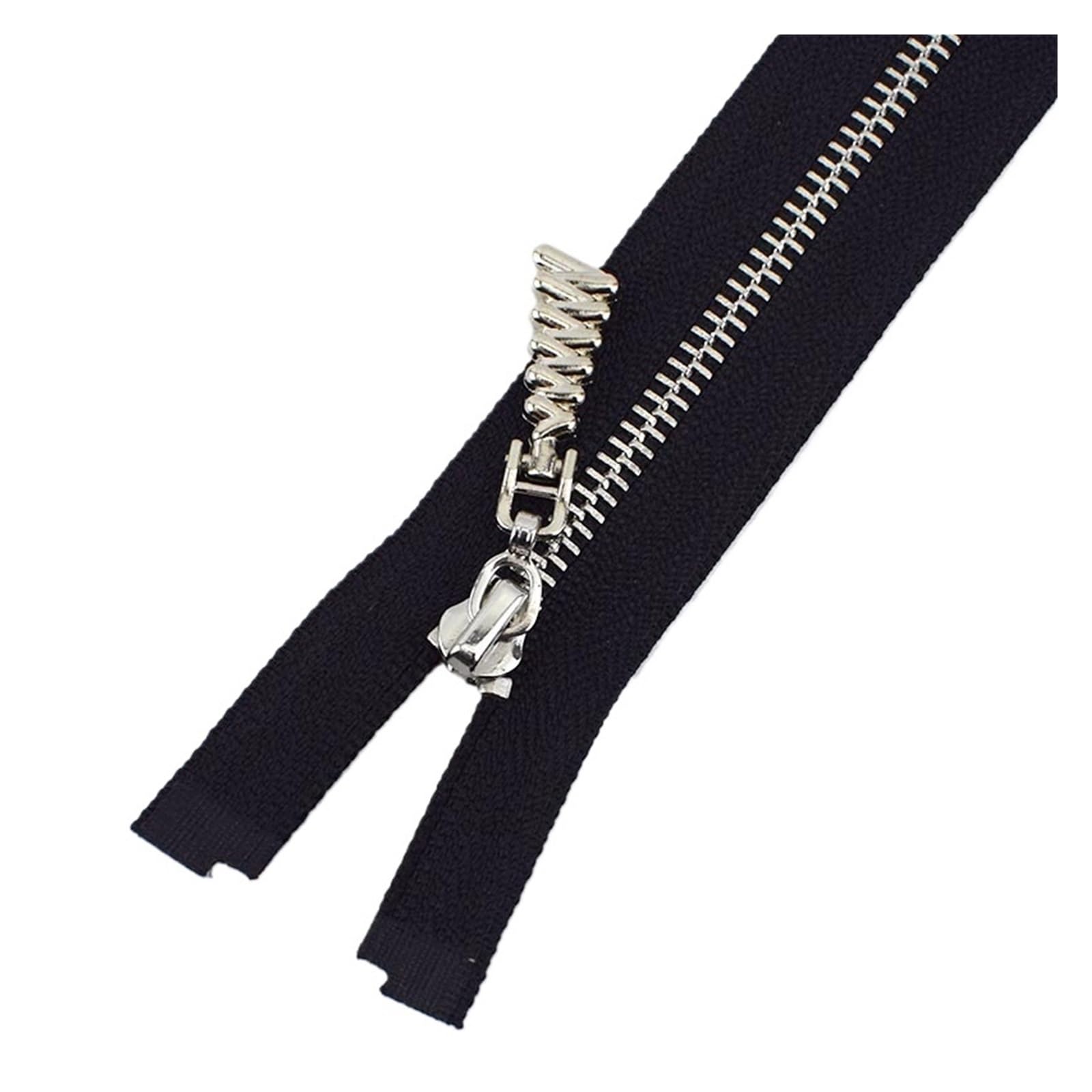 2 Szt. 3# Metalowe Zamki Srebrne Zęby Otwarte 40-70cm Zip Na Ubrania Zestaw Do Naprawy Zamka Błyskawicznego DIY Akcesoria Szycia(Black,Open-End-70cm)