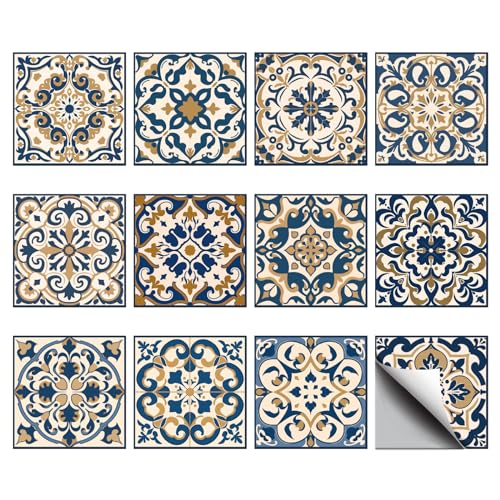 CHGCRAFT 36 pièces 12 styles de Stickers Muraux Mandala Marocain pour Carrelage Autocollants...