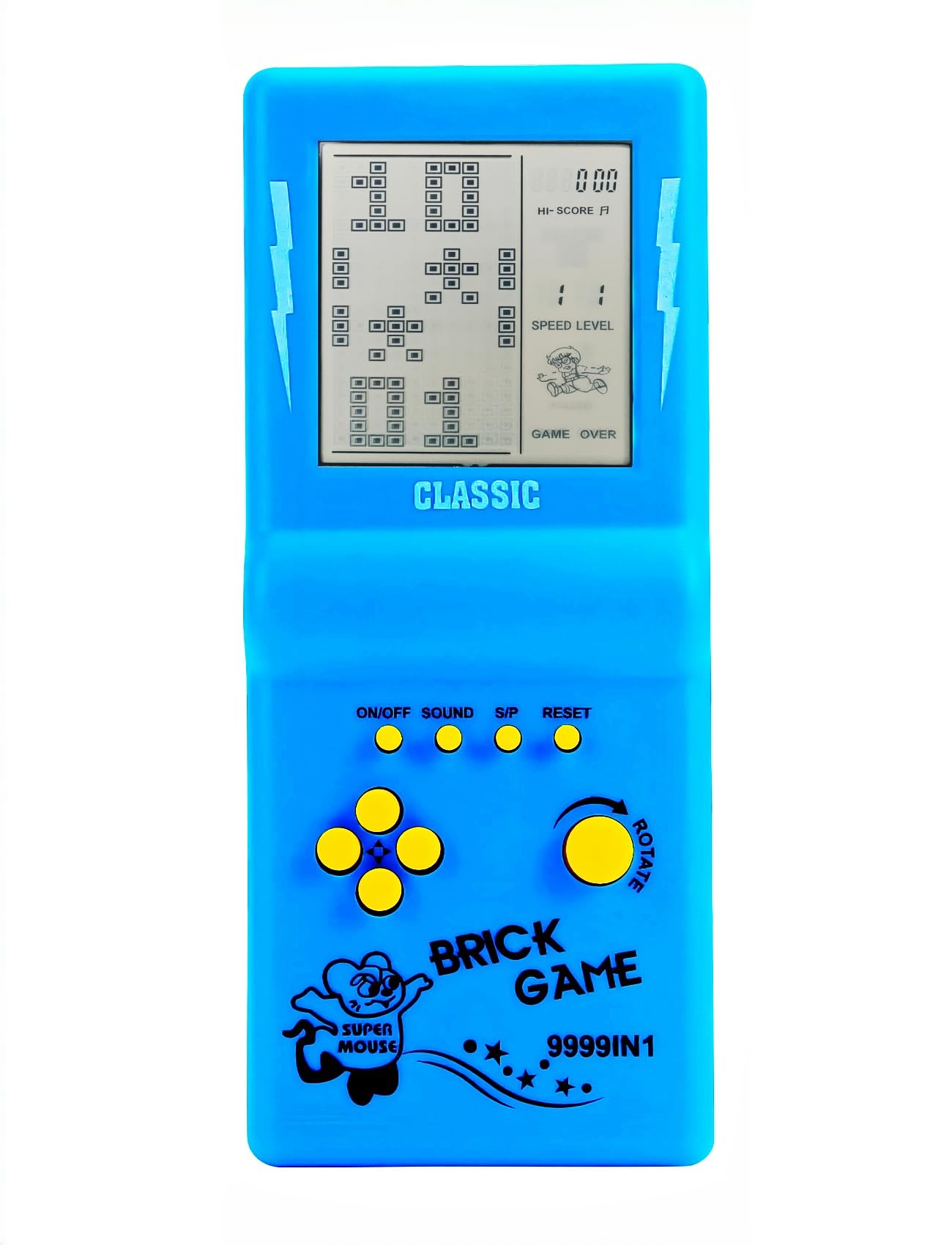 3.5-inch Brick Game Console Retro Portable Pocket Game Device Children's Puzzle Block Console Birthday Retro Nostalgic Simple and Easy to Play(Blue)